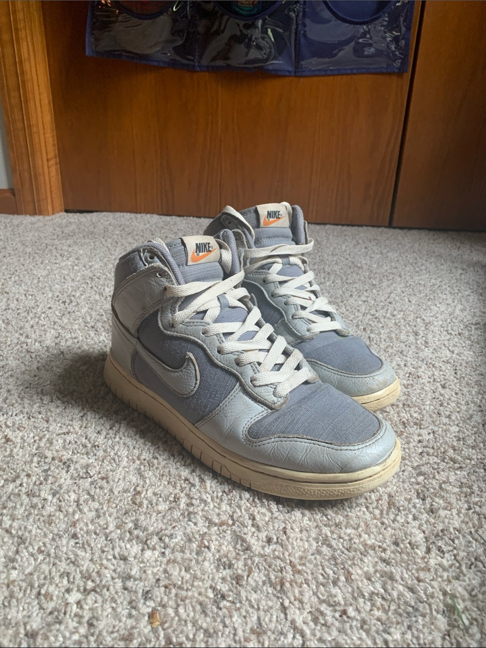 Nike High-Top Sneakers in Gray, White and Orange Accents